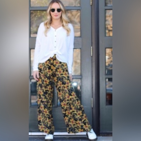Free People Love Letter Palazzo Wide Leg Floral Print Pant - Picture 13 of 13
